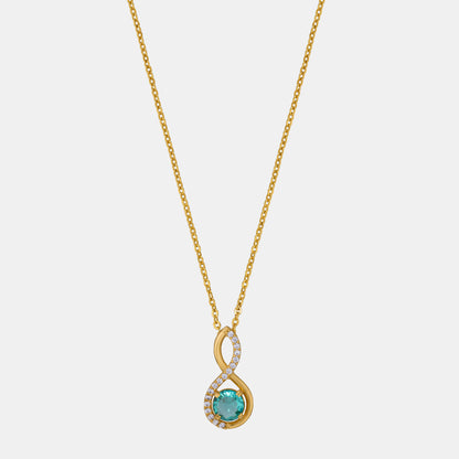 Golden Necklace with a Stone and Diamonds