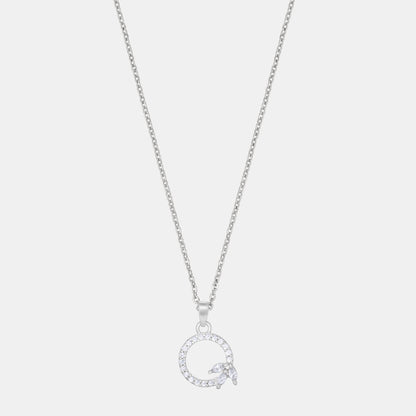 Silver Necklace with a Diamond Letter on it