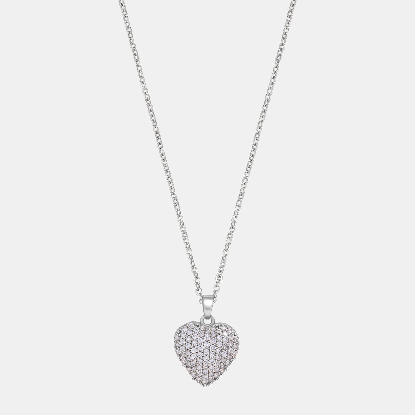 silver necklace with a heart pendant