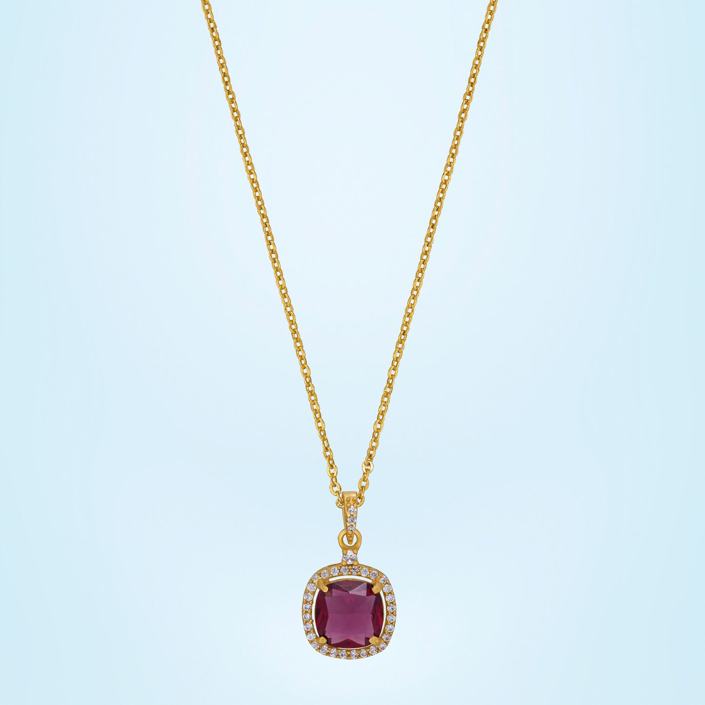 golden necklace with stone and diamonds