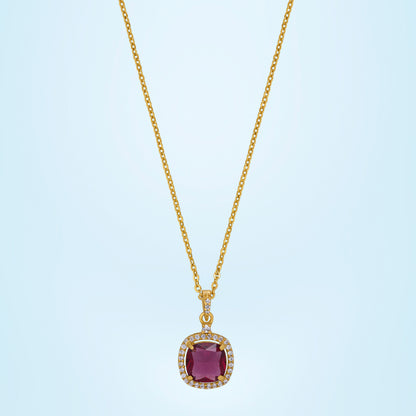 Golden Necklace with Stone and Diamonds