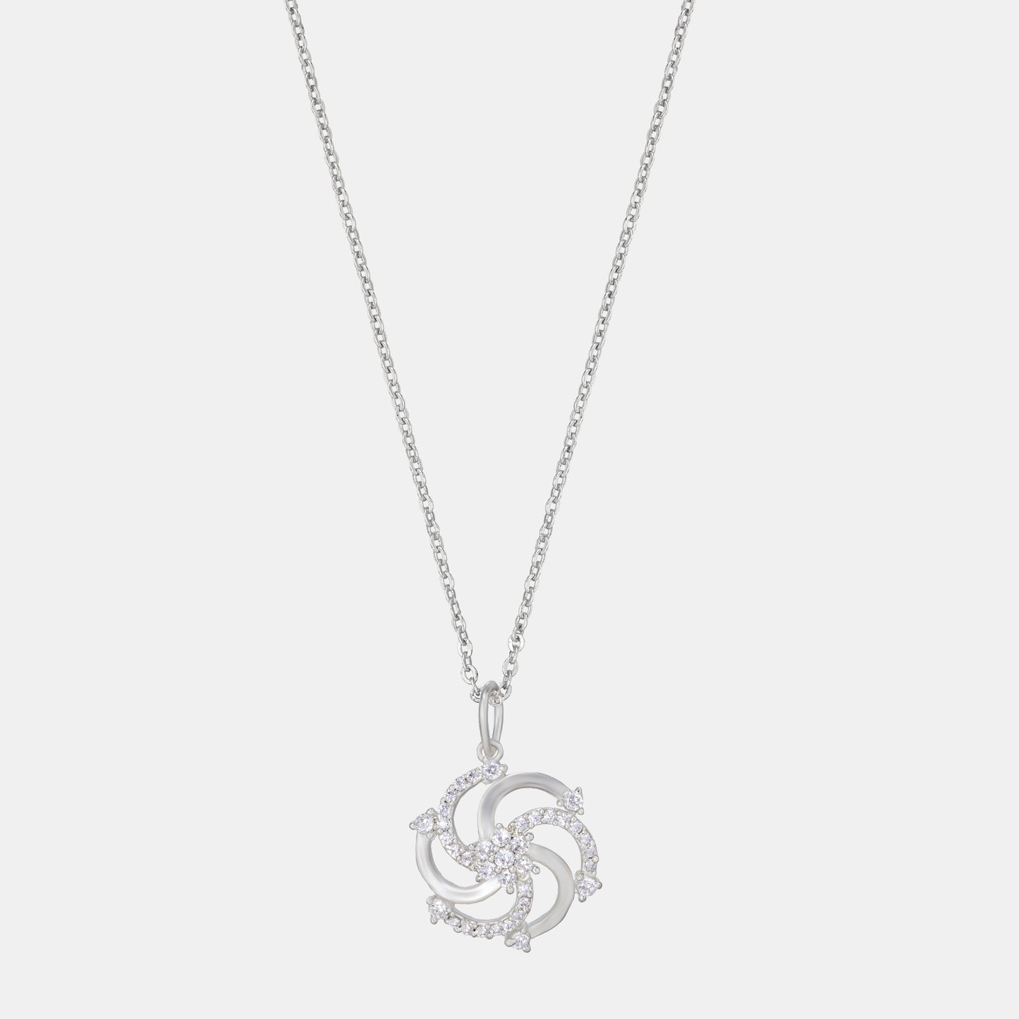 silver necklace with a diamond pendant