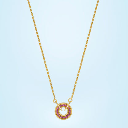 Golden Necklace with a Diamond Circle