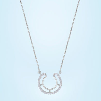 Luck with this Stunning White Silver Horseshoe Necklace