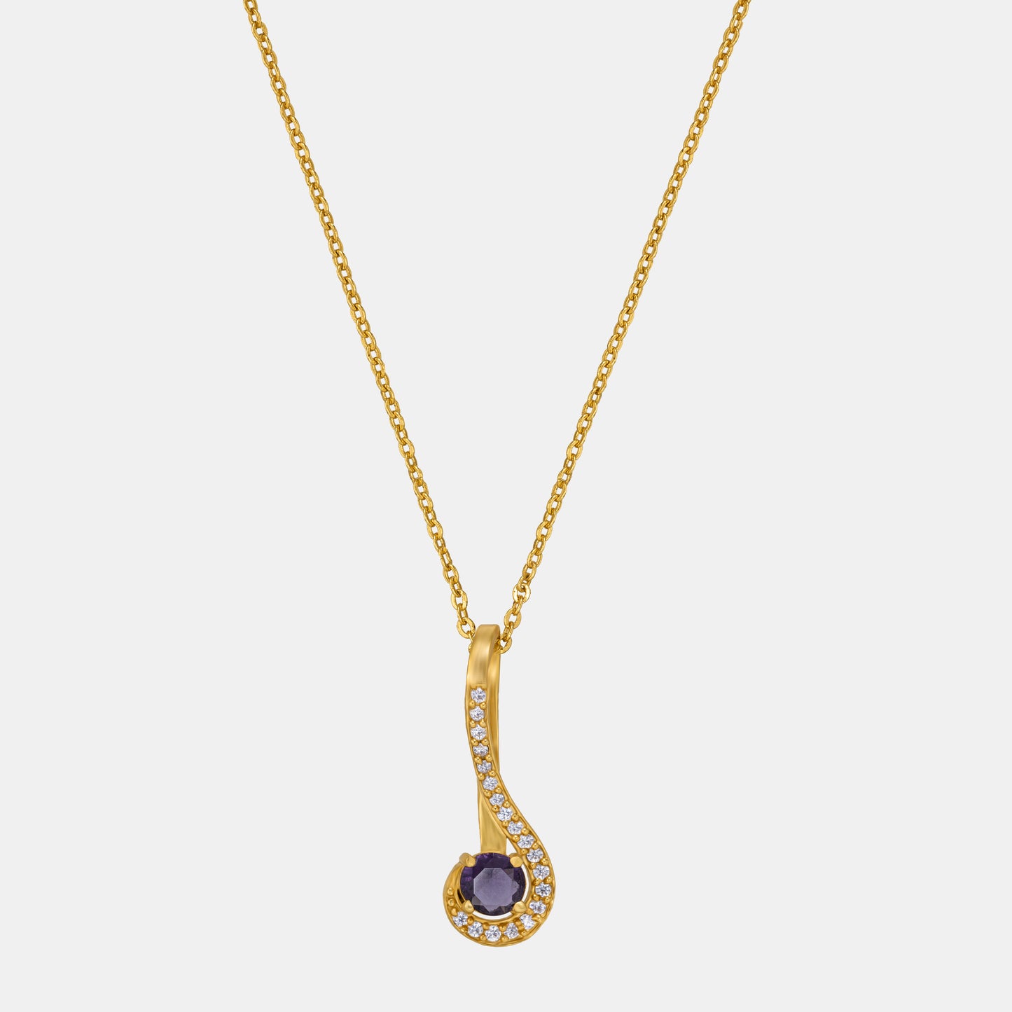 golden necklace with a stone and diamonds