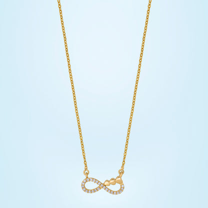 Shine Bright with this Stunning Golden Necklace Featuring a White Infinity