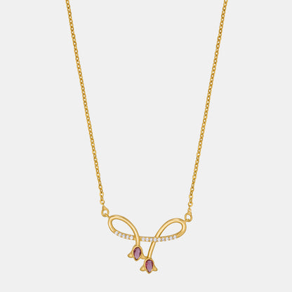 Golden Necklace with Red Stone and Diamonds