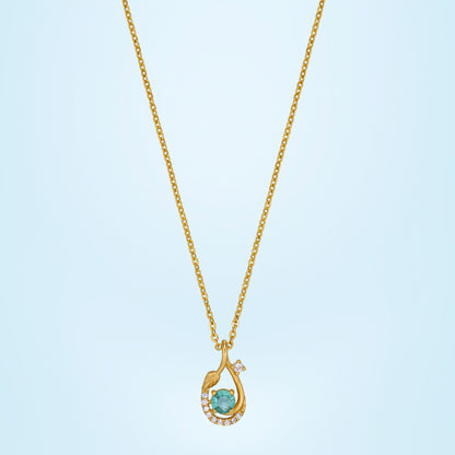 Golden Necklace with a Stone and Diamonds