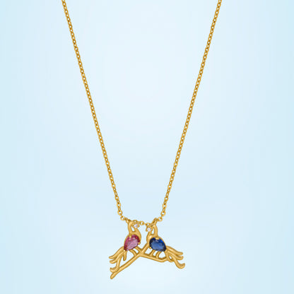 Golden Necklace with a Bird and a Heart