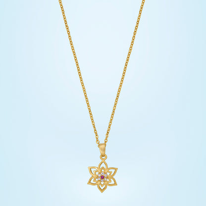 Golden Necklace with a Flower Design on it