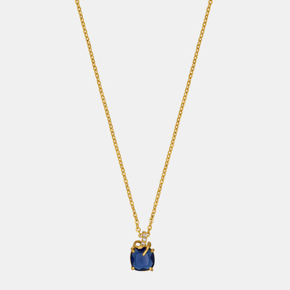 Golden Necklace with a Sapphire Stone