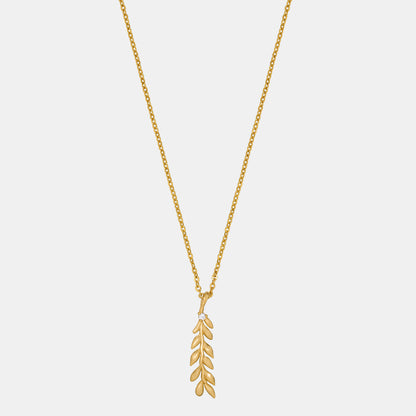 Golden Necklace with Leaf Pendant