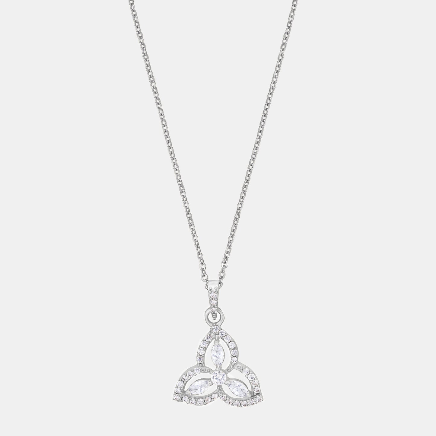 silver diamond pendant with a chain