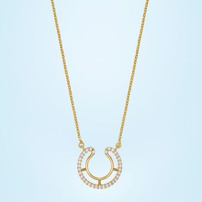 Luck with this Stunning White Golden Horseshoe Necklace