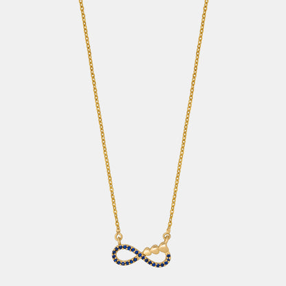 Shine Bright with this Stunning Golden Necklace Featuring a Blue Infinity