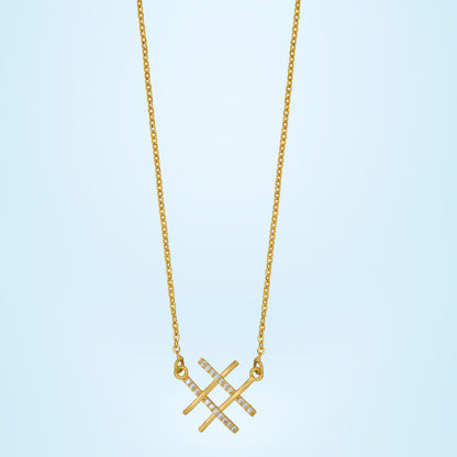 Golden Necklace with Two Crossed Crosses on it