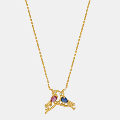 Golden Necklace with a Bird and a Heart