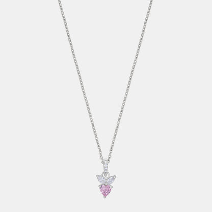 Pink Diamond Pendant on a Sleek Silver Chain