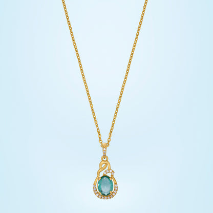 Golden Necklace with a Stone and Diamonds