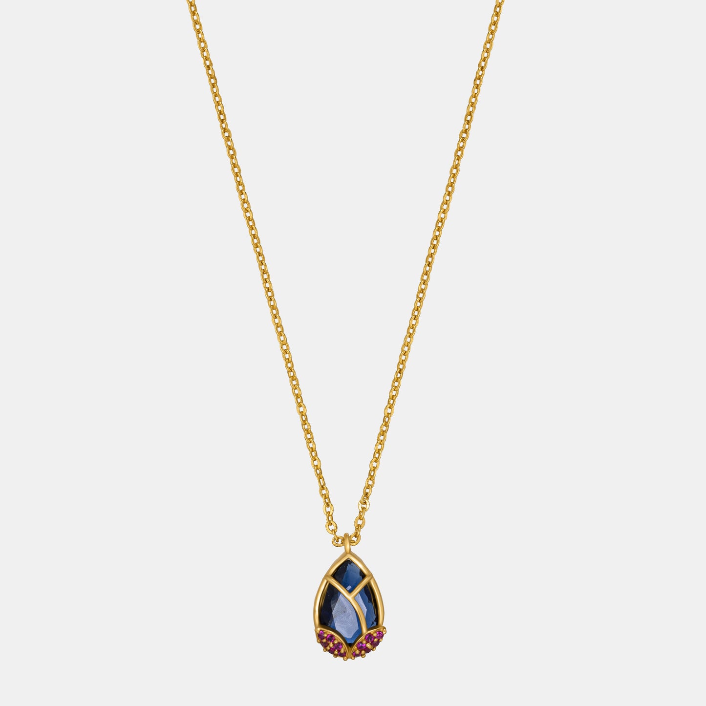 blue iridescent teardrop pendant