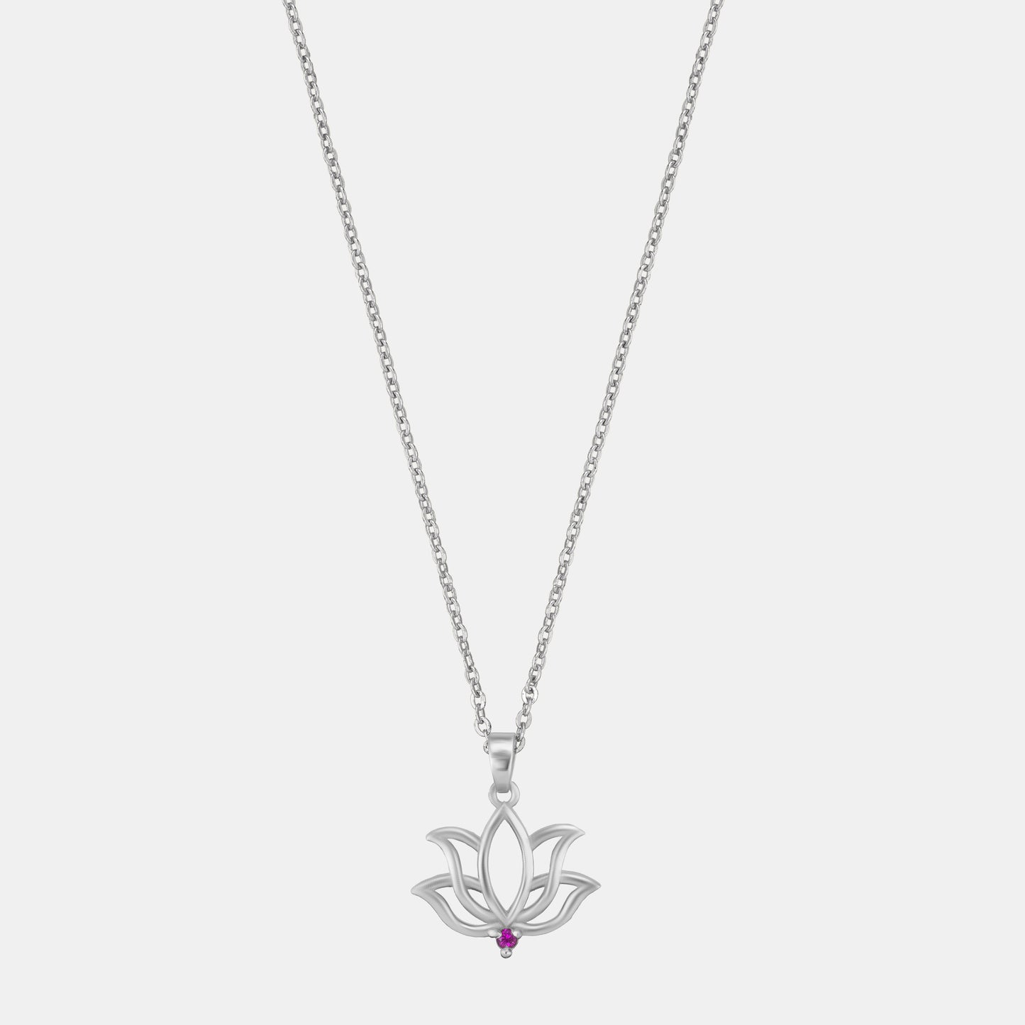 silver necklace with a lotus flower