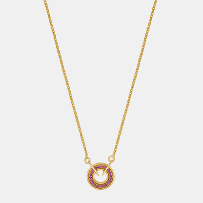 Golden Necklace with a Diamond Circle