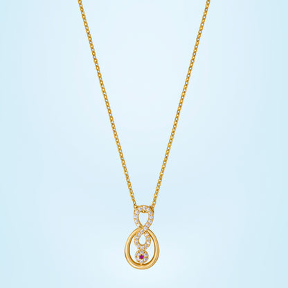 Golden Necklace with a Diamond Pendant