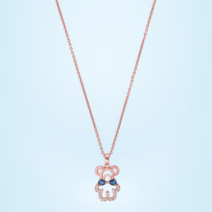 Rose Gold Dripping in Blue Diamond Necklace