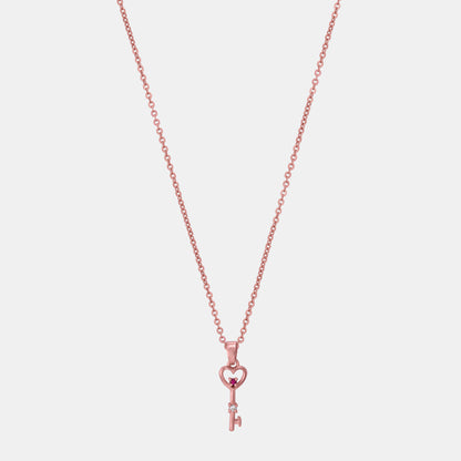 Rose Gold Necklace with a Heart and a Key