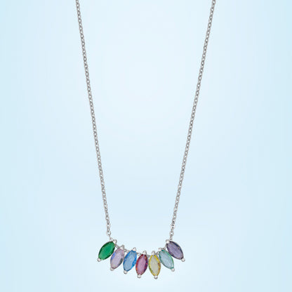 Silver Necklace With Colorful Stones