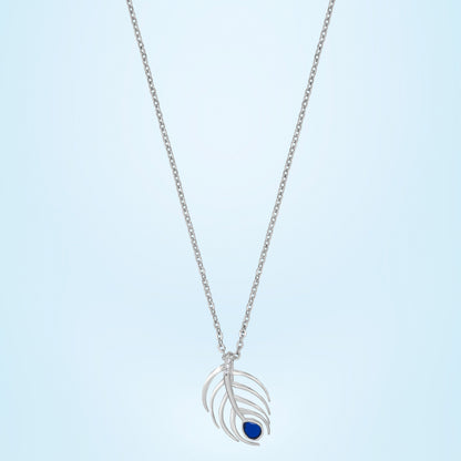 Silver Necklace with a Blue Stone