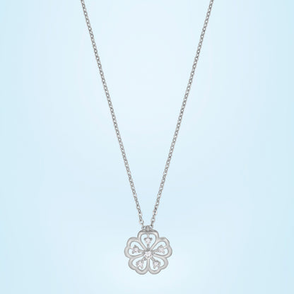 Silver Necklace with a Clover Design