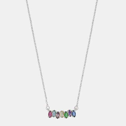 Silver Trendy Marquise Multi Stone Necklace