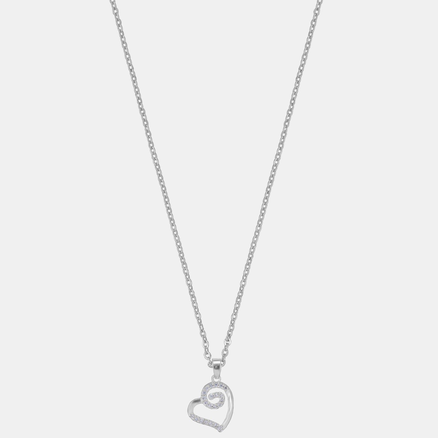 silver heart pendant with diamonds