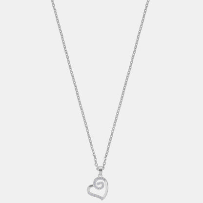 Silver Heart Pendant with Diamonds