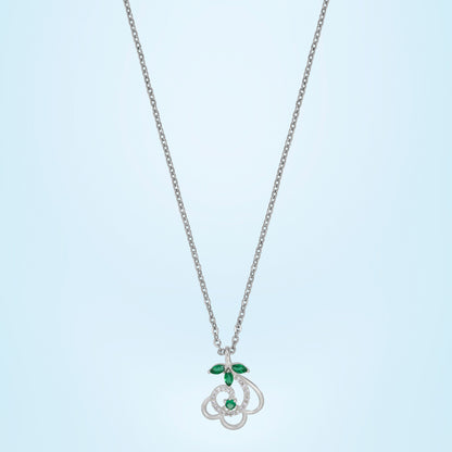 Silver Green Luminous Heart Necklace