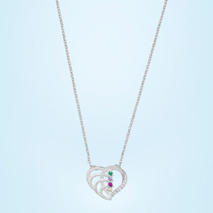 Silver Necklace with a Diamond Heart Pendant