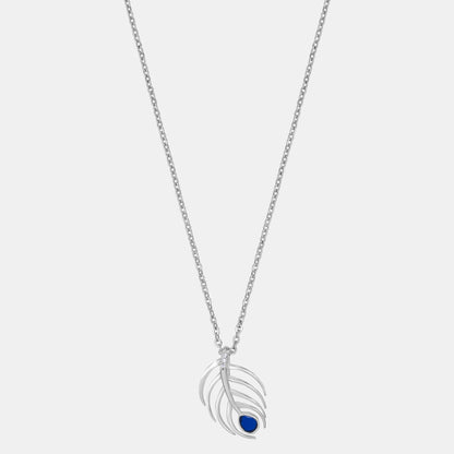 Silver Necklace with a Blue Stone