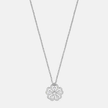 Silver Necklace with a Clover Design