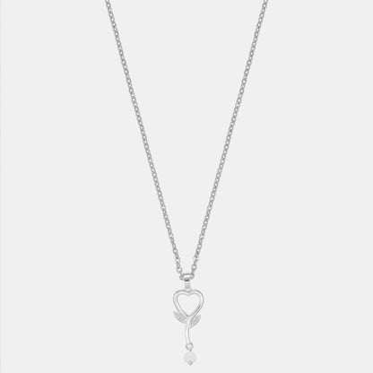 Silver Necklace with a Diamond Heart Pendants