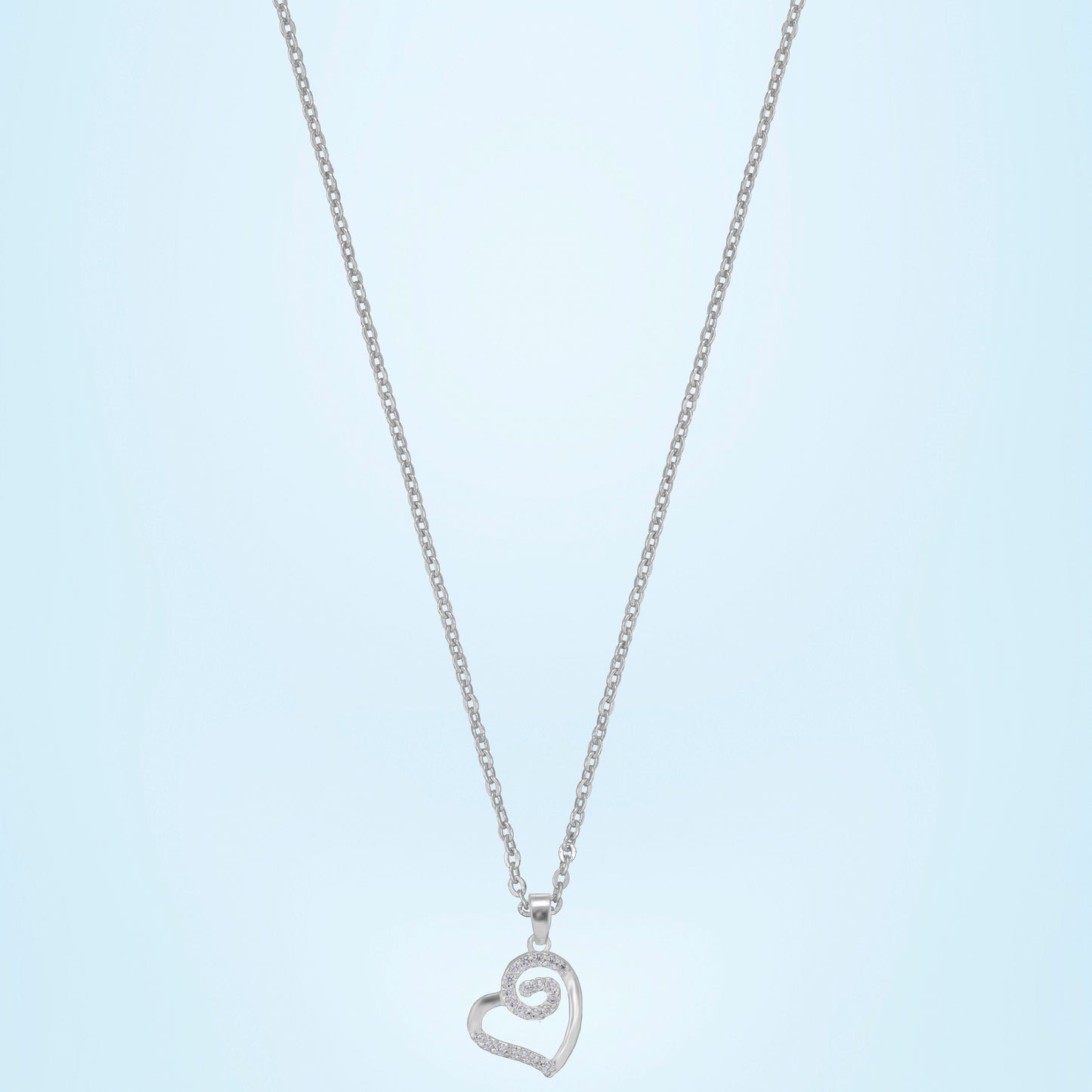 silver heart pendant with diamonds