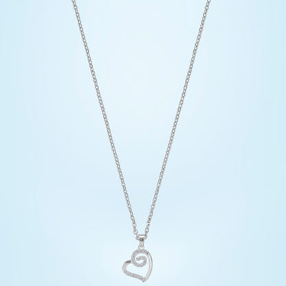 Silver Heart Pendant with Diamonds