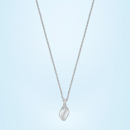 Silver Necklace with a Diamond Pendant