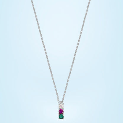 Silver Necklace with Multicolur Stones