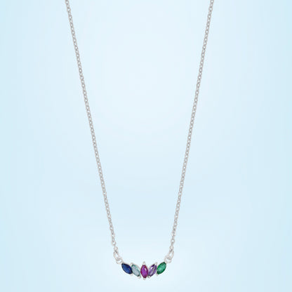 Silver Necklace with Multi Colored Stone