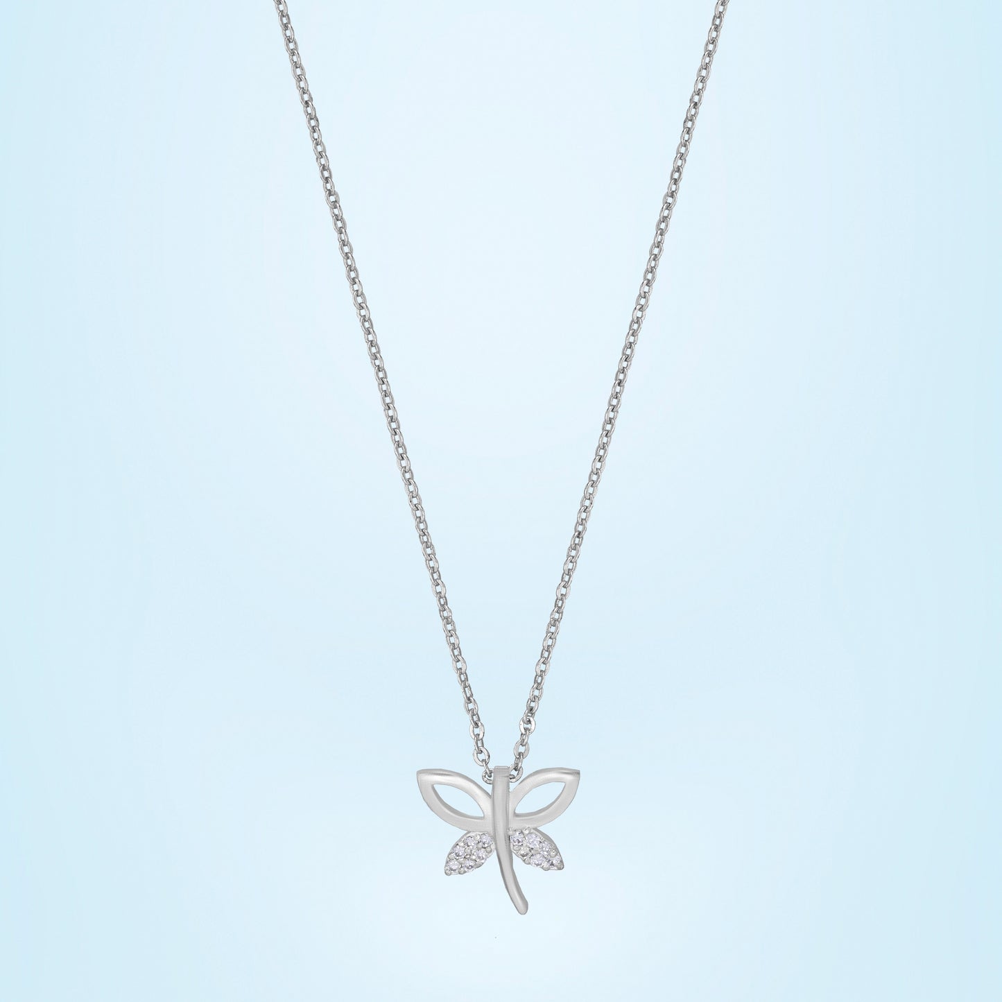 silver butterfly necklace with diamonds