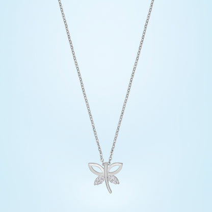 Silver Butterfly Necklace with Diamonds