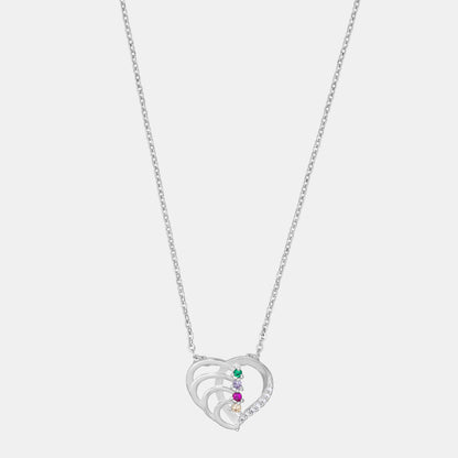 Silver Necklace with a Diamond Heart Pendant