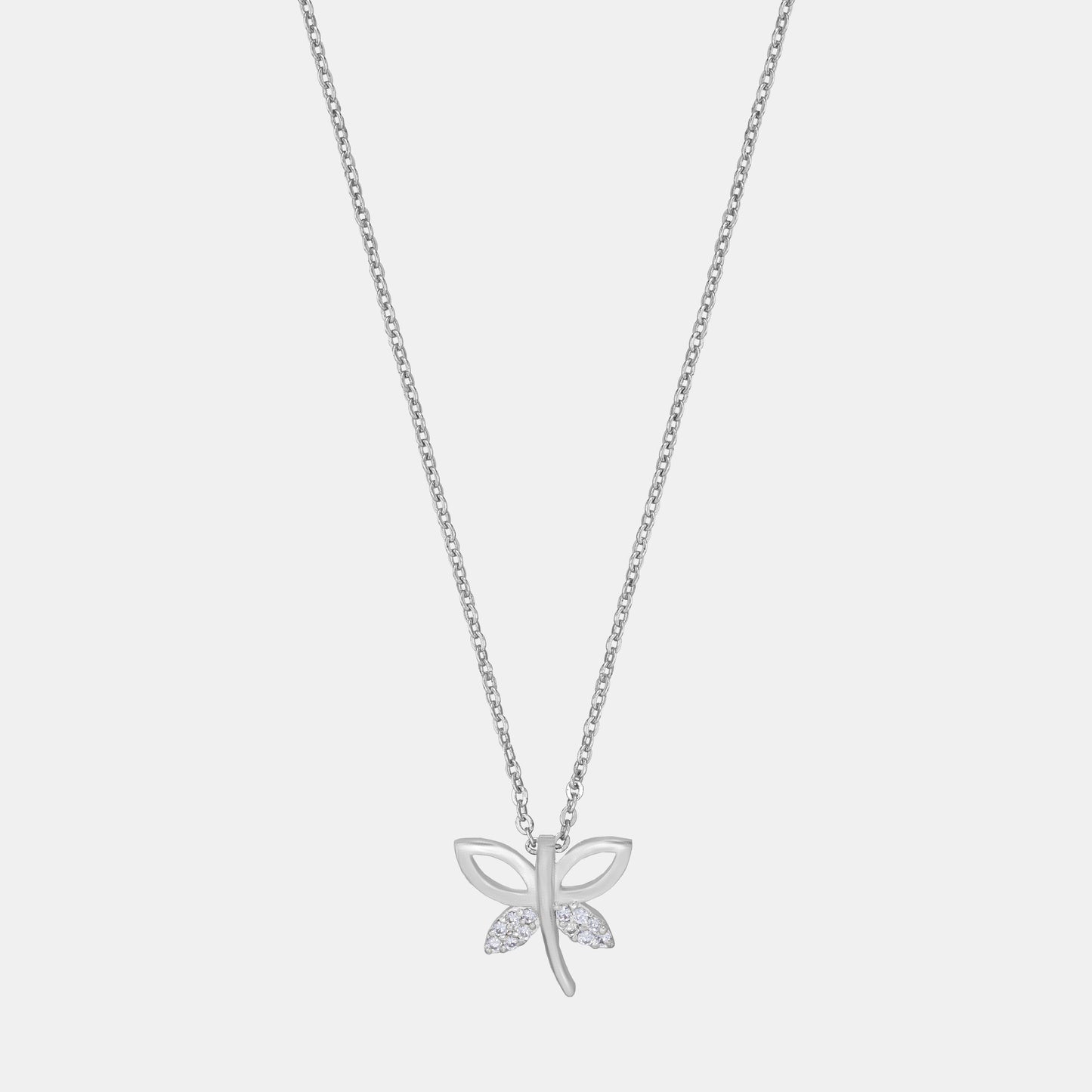 silver butterfly necklace with diamonds