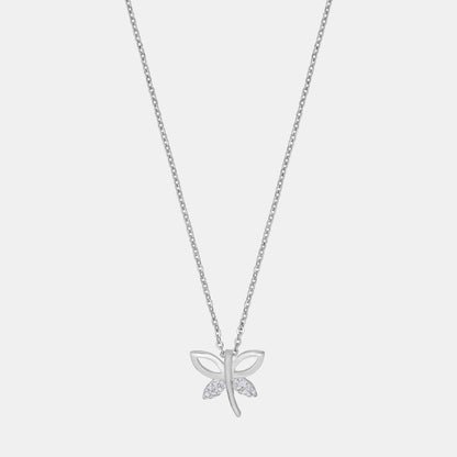 Silver Butterfly Necklace with Diamonds